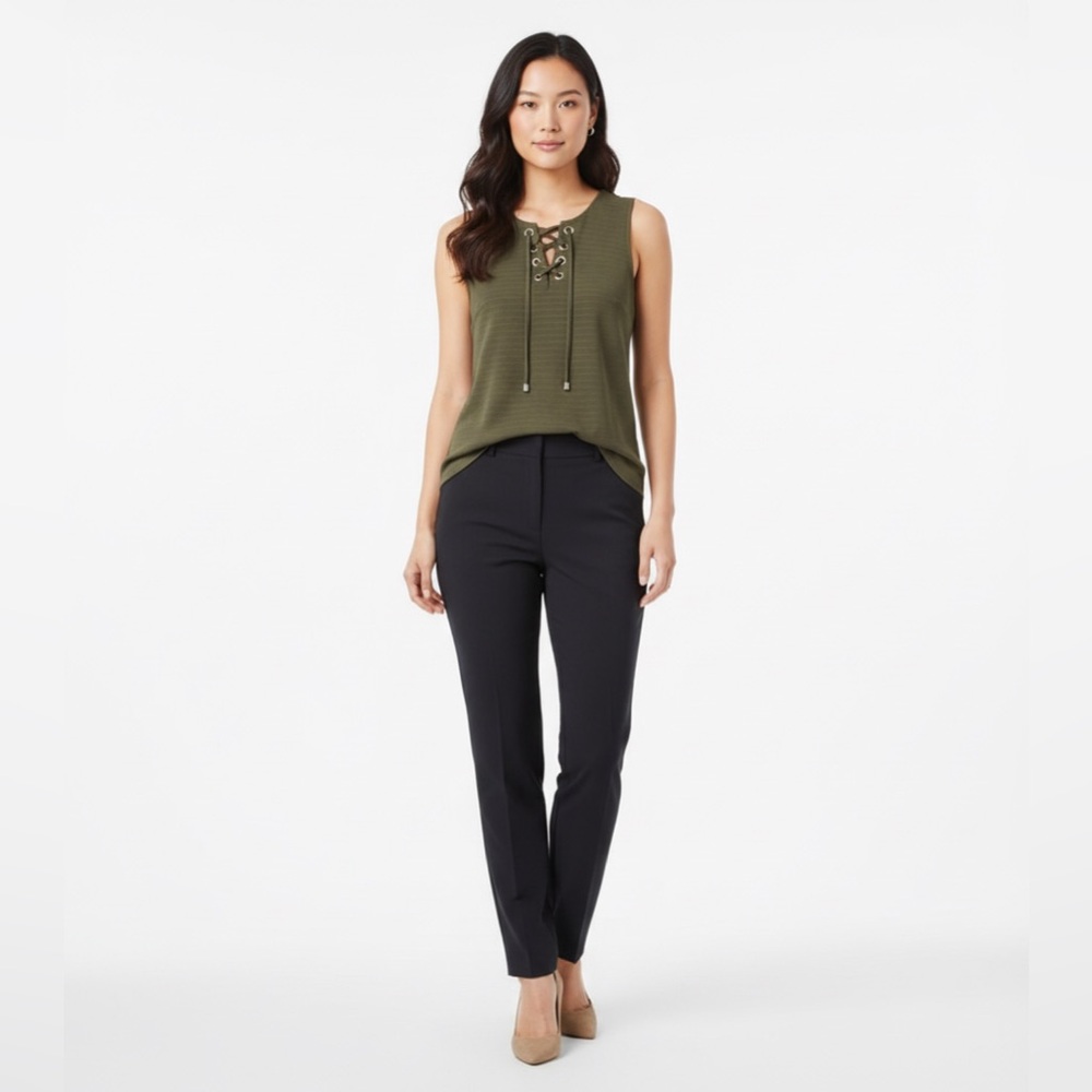 Michael Kors Green Lace-Up Tank Top NEW